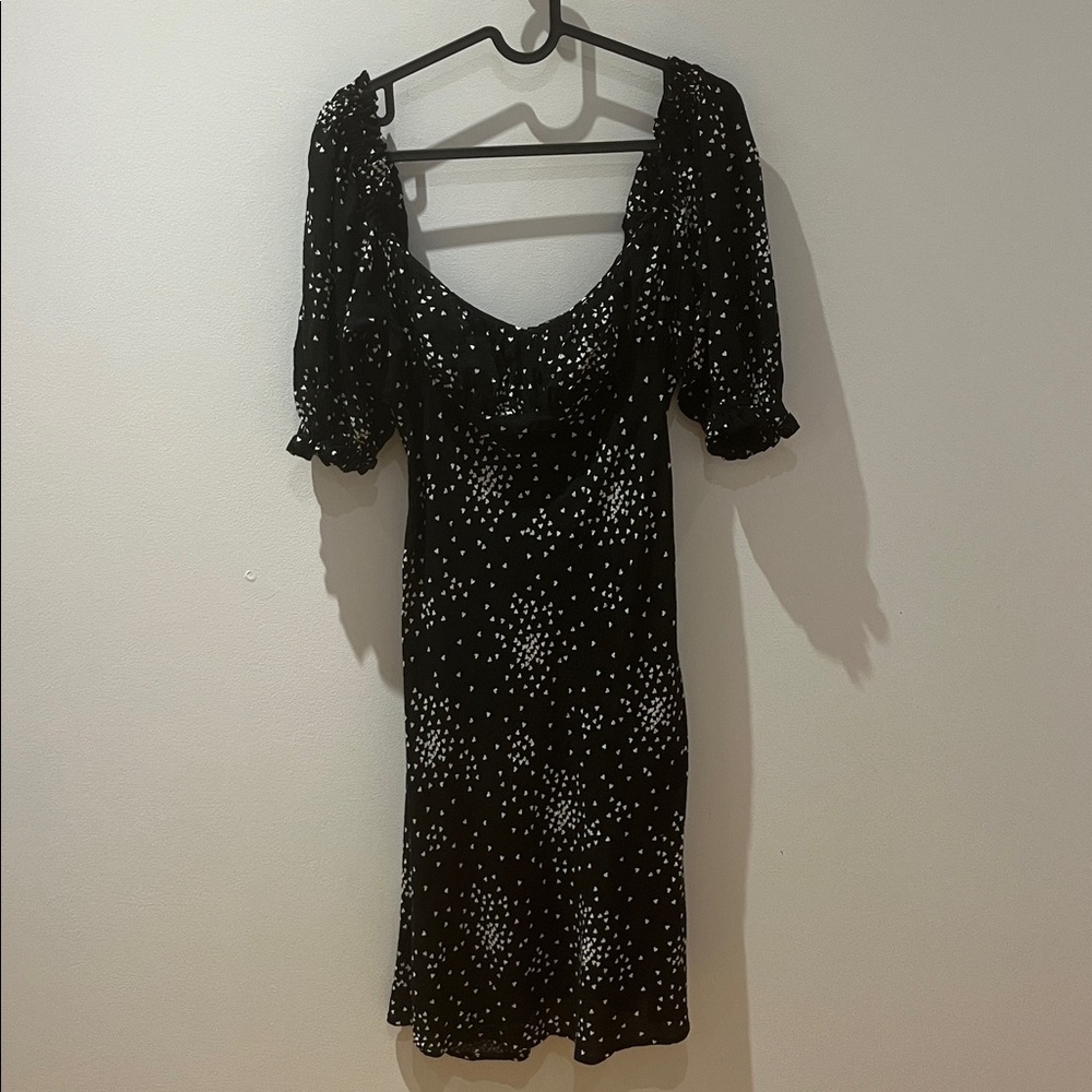 Anthropologie Black and White Heart Pattern Empire Waist Dress - Picture 3 of 16